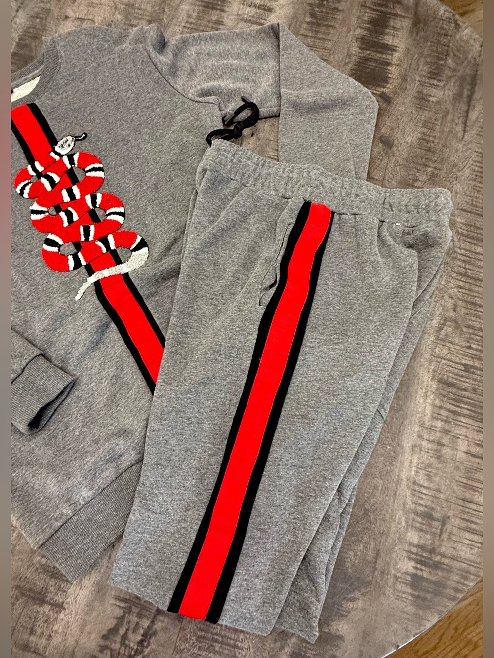 Men's Sweatshirt Set (2-Piece)
 Red & Black Stripe